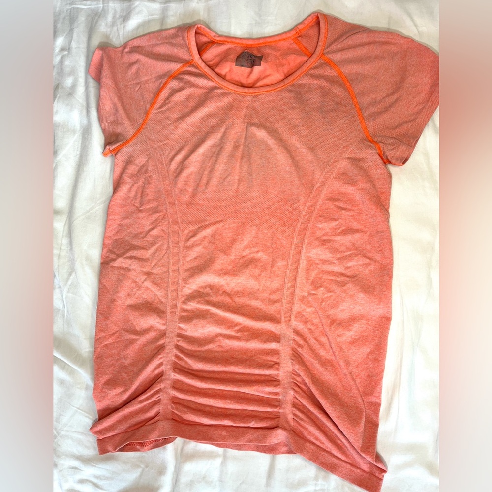 Athleta Orange Fastest Track Athletic Ruched Tee Women’s Medium